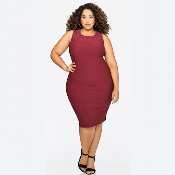 Ashley Stewart Dresses & Skirts - Ashley Stewart Burgundy Sleeveless Dress Studded Size 22/24  New With Tags